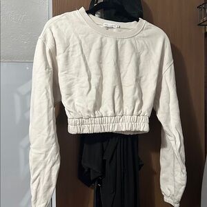 Cream Cropped Sweatshirt